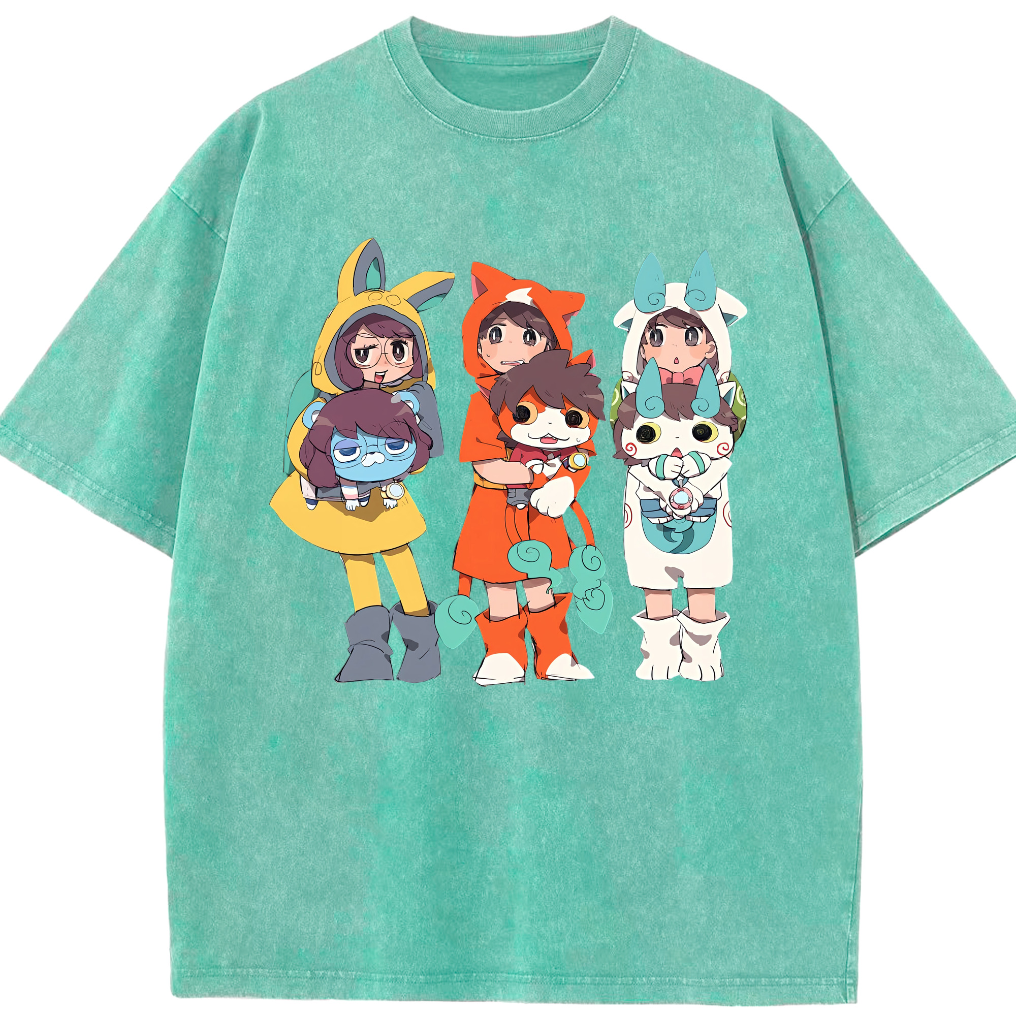 （画像用） 妖怪ウォッチ Yo-kai Watch 綿100% ヴィンテージ風 半袖Tシャツ（フロントプリント）